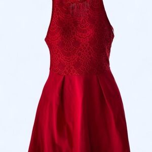 Elegant Red Lace mini Dress with Flared skirt XS Francesca